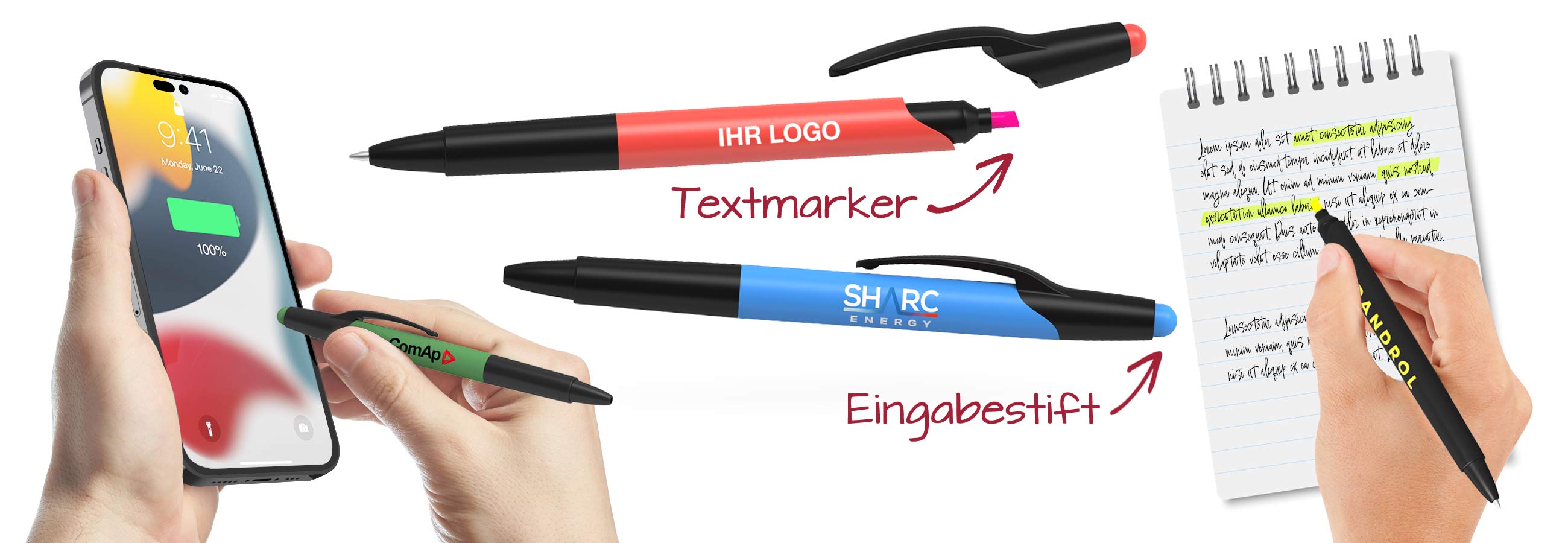 Stika.co Set Mit 40 Schwarzen Werbestiften – Personalisierbare Gummi- Kugelschreiber Für Schule, Arbeit Und Veranstaltungen – UV-Druck, Lebendige Farben, Mit Großem Platz Für Branding